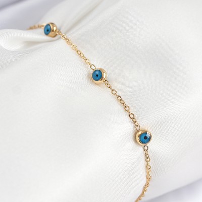 316L Çelik Nazar Boncuğu Model Gold Renk Kadın Bileklik