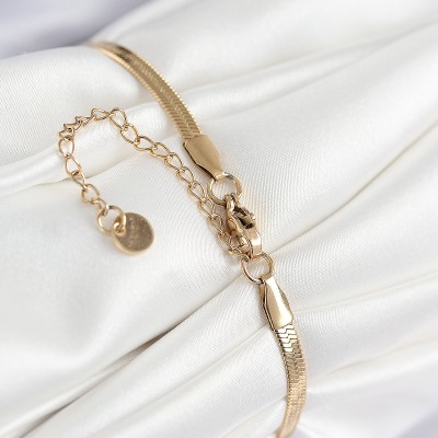 316L Çelik Nazar Boncuk Detaylı Yonca Model İtalyan Zincir Gold Renk Kadın Bileklik