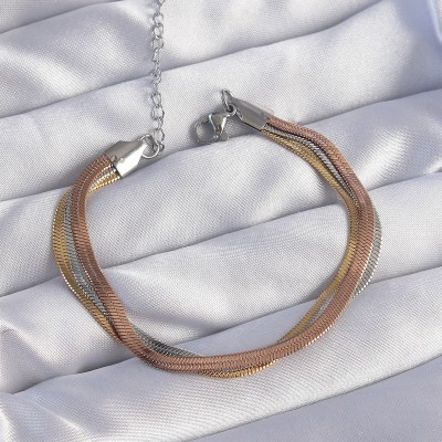 316L Çelik Renkli İtalyan Zincir Model Çoklu Bileklik