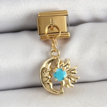 316L Çelik Sallantılı Ay Ve Güneş Model Gold Renk Nomination Charm