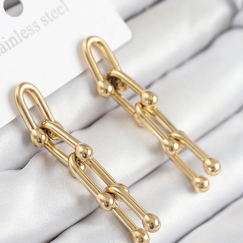 316L Çelik Sallantılı Tifany Model Gold Renk Kadın Küpe