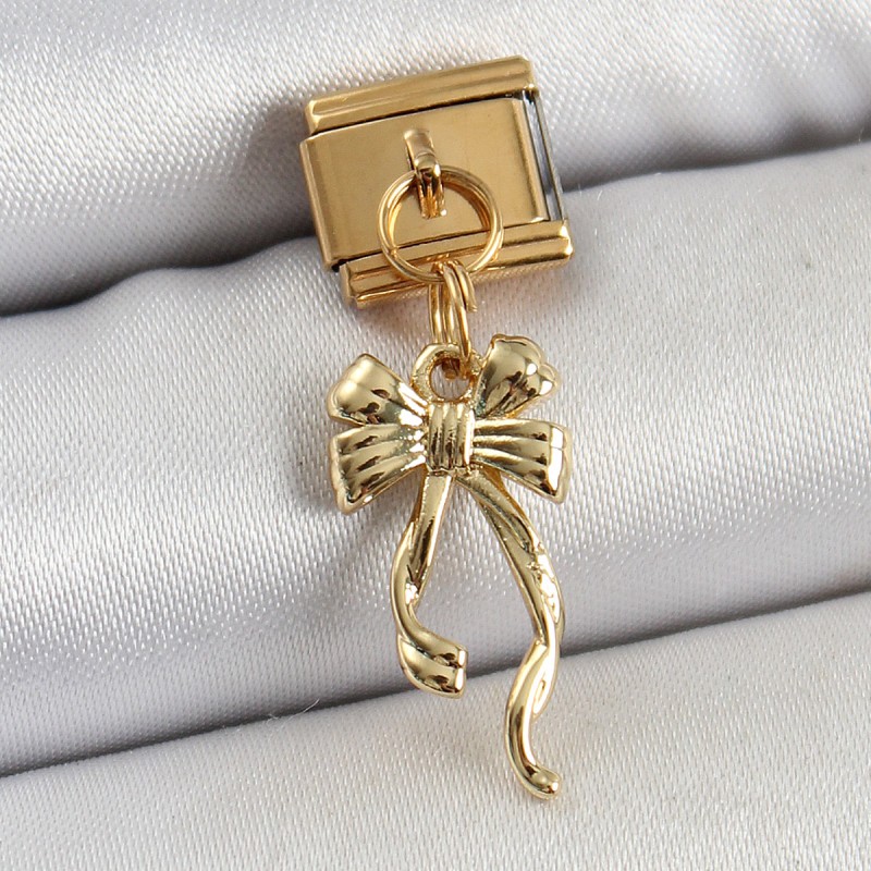 316L Çelik Sallantılı Uzun Fiyonk Model Gold Renk Nomination Charm