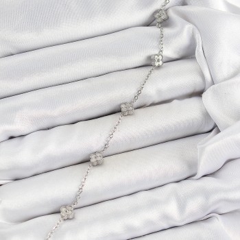 316L Çelik Yonca Model Gümüş Renk Kadın Bileklik