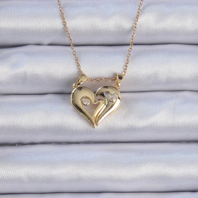 316L Çelik Zincir Altın Renk Zirkon Taşlı Mıknatıslı Kalp Kolye