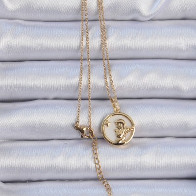 316L Çelik Zincir Altın Renk Zirkon Taşlı Mineli Melek Kolye