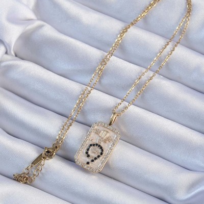 316L Çelik Zincir Altın Renk Zirkon Taşlı Minimal Papatya Figürlü Tarot Kolye