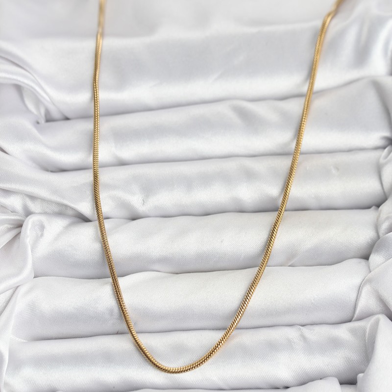 316L Çelik Zincir Gold Renk 60 cm Yılan Zincir Kadın Kolye
