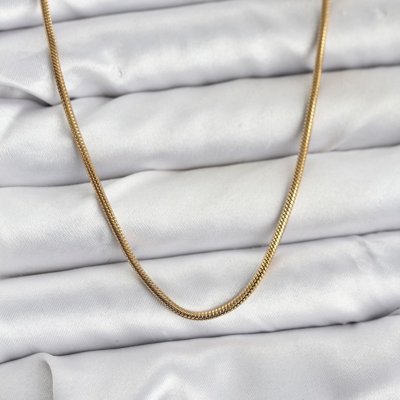 316L Çelik Zincir Gold Renk 60 cm Yılan Zincir Kadın Kolye