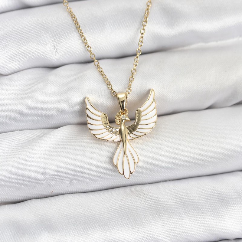316L Çelik Zincir Gold Renk Anka Kuşu Model Kadın Kolye