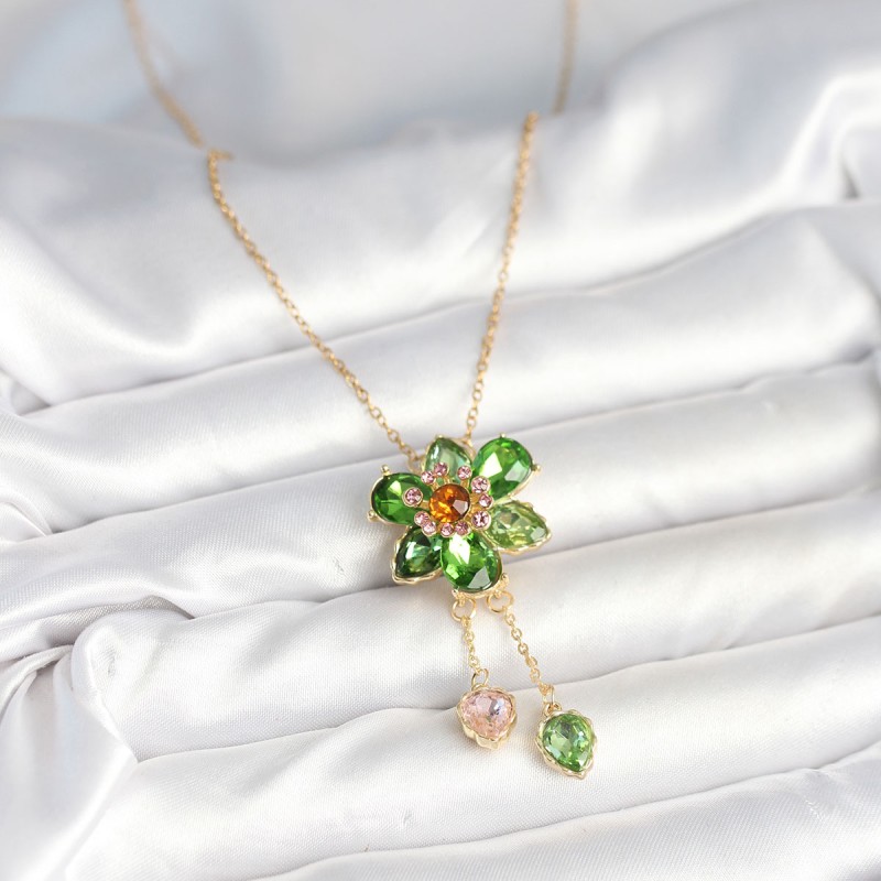 316L Çelik Zincir Gold Renk Çiçek Model Sallantılı Kadın Kolye