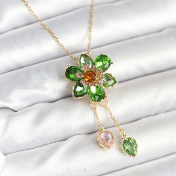 316L Çelik Zincir Gold Renk Çiçek Model Sallantılı Kadın Kolye