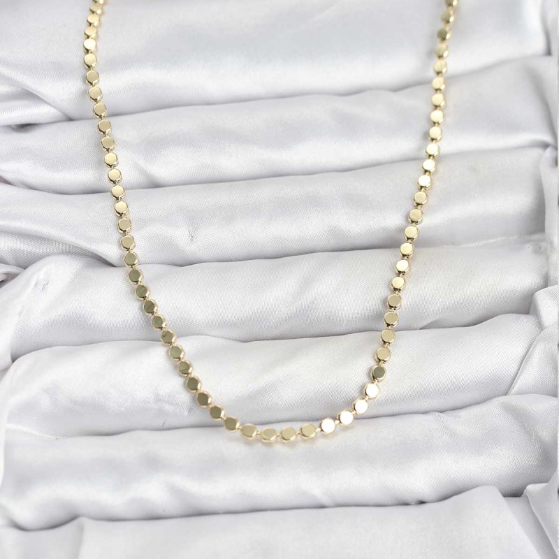 316L Çelik Zincir Gold Renk Ezme Zincir Model  45 cm Kadın Kolye