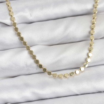 316L Çelik Zincir Gold Renk Ezme Zincir Model  45 cm Kadın Kolye