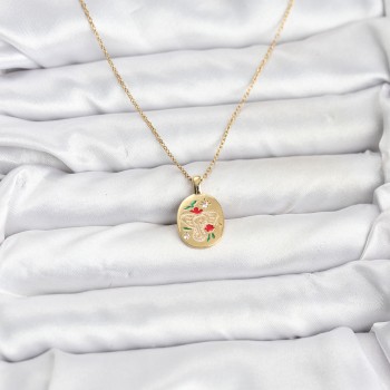 316L Çelik Zincir Gold Renk Fil Figürlü Kadın Kolye