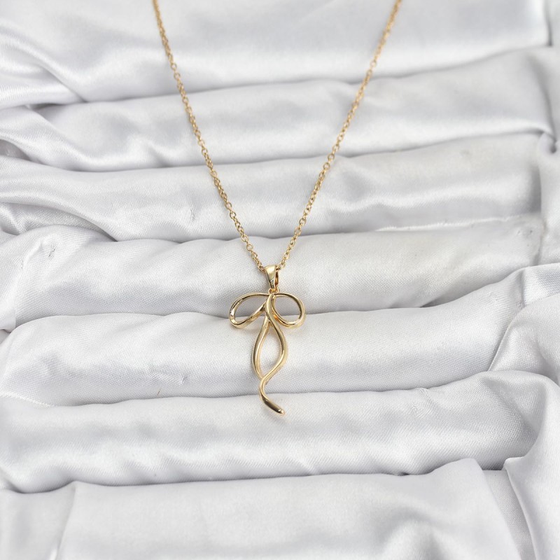 316L Çelik Zincir Gold Renk Fiyonk Model Kadın Kolye