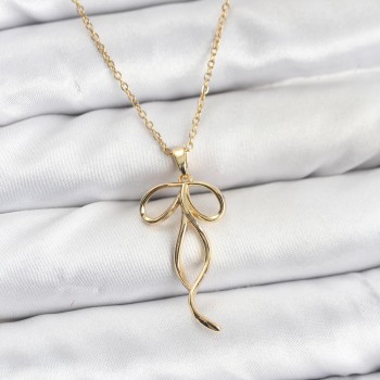 316L Çelik Zincir Gold Renk Fiyonk Model Kadın Kolye