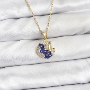 316L Çelik Zincir Gold Renk Gece Model Zirkon Taşlı Kadın Kolye