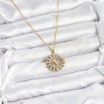 316L Çelik Zincir Gold Renk Güneş Model Kadın Kolye