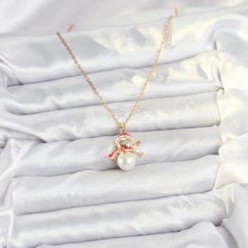 316L Çelik Zincir Gold Renk Kardan Adam Model Yılbaşı Temalı Kadın Kolye