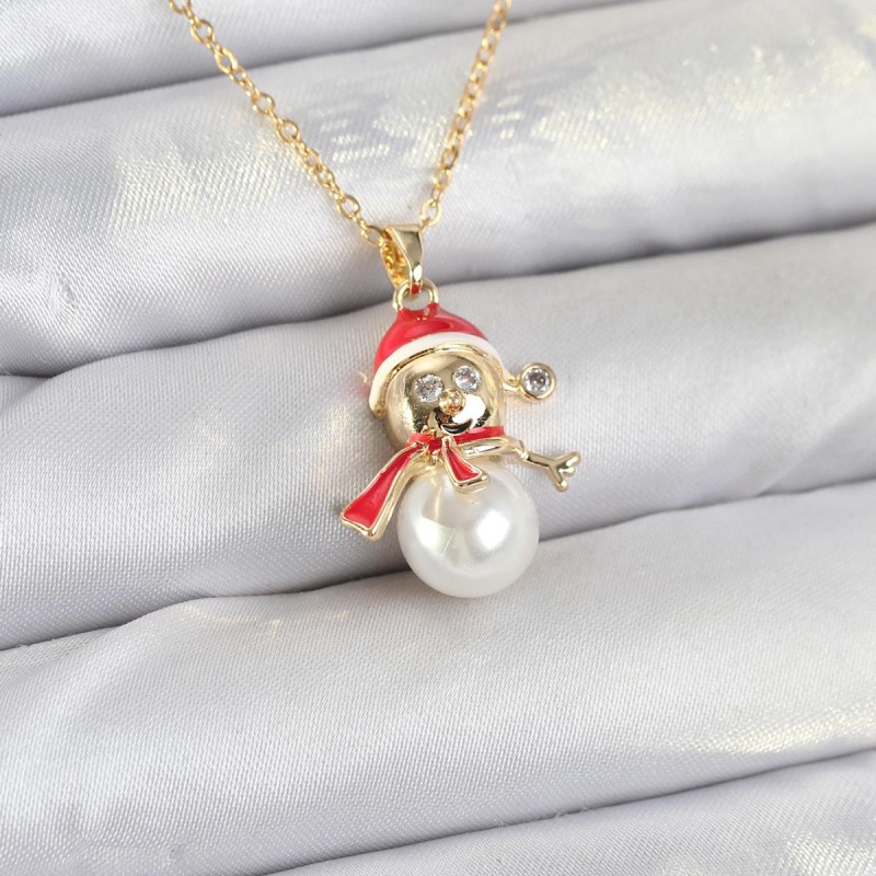 316L Çelik Zincir Gold Renk Kardan Adam Model Yılbaşı Temalı Kadın Kolye