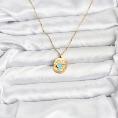 316L Çelik Zincir Gold Renk Kelebek Figür Kadın Kolye