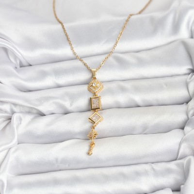 316L Çelik Zincir Gold Renk Kutup Yıldızı Enerji Model Kadın Y Kolye