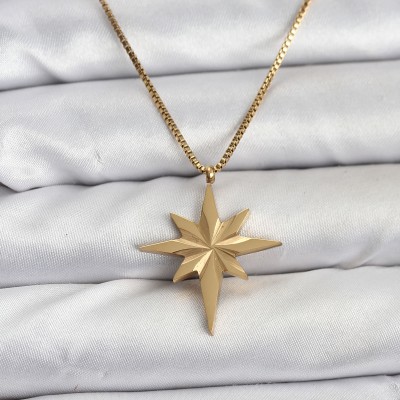 316L Çelik Zincir Gold Renk Kutup Yıldızı Model 60 cm Zincir Kadın Kolye