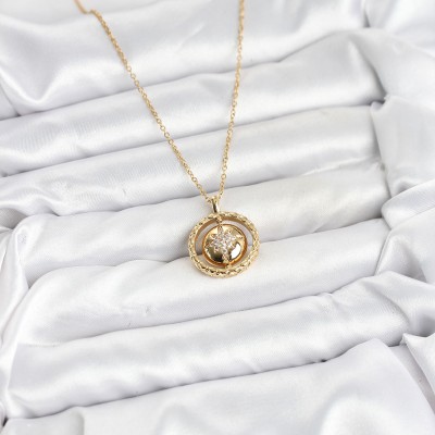 316L Çelik Zincir Gold Renk Kutup Yıldızı Model Kadın Kolye