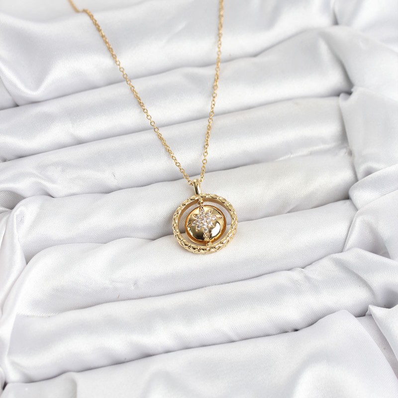 316L Çelik Zincir Gold Renk Kutup Yıldızı Model Kadın Kolye