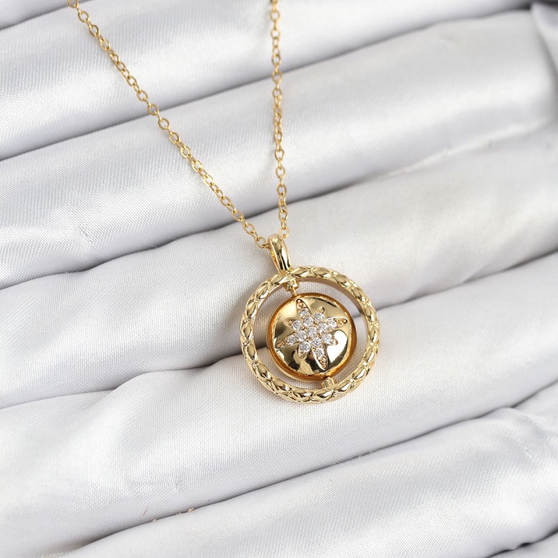 316L Çelik Zincir Gold Renk Kutup Yıldızı Model Kadın Kolye