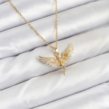 316L Çelik Zincir Gold Renk Melek Model Kadın Kolye