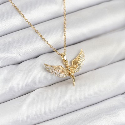 316L Çelik Zincir Gold Renk Melek Model Kadın Kolye