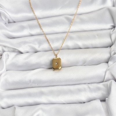 316L Çelik Zincir Gold Renk Minimal Kutup Yıldızı Model Kadın Kolye