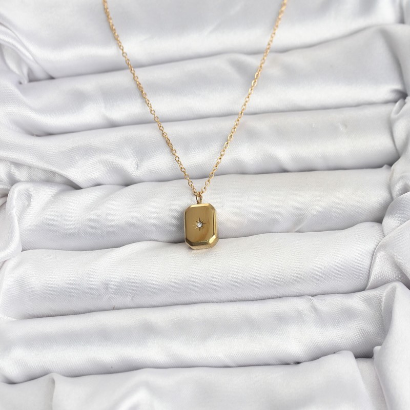 316L Çelik Zincir Gold Renk Minimal Kutup Yıldızı Model Kadın Kolye