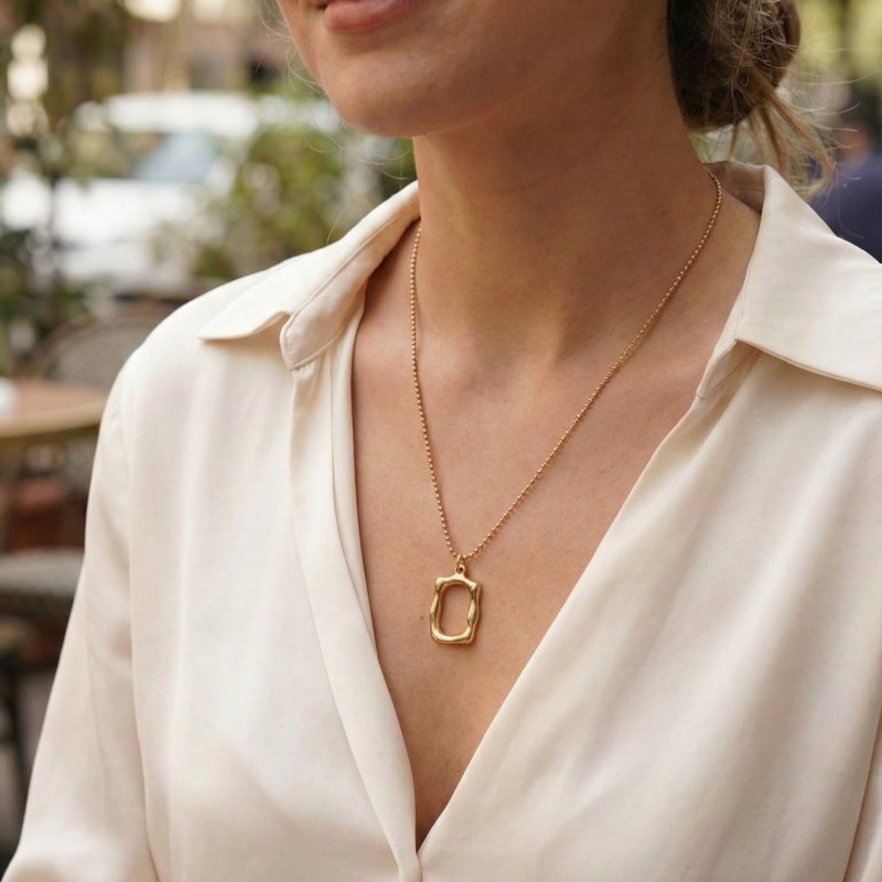 316L Çelik Zincir Gold Renk Model Kadın Kolye