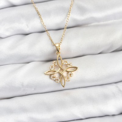 316L Çelik Zincir Gold Renk Sonsuzluk Model Zirkon Taşlı Kadın Kolye