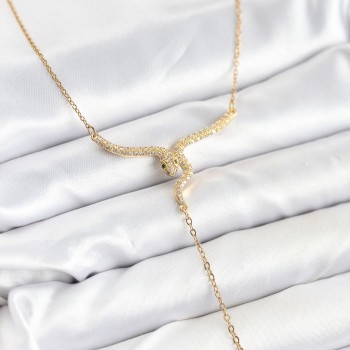 316L Çelik Zincir Gold Renk Yılan Model Y Kolye