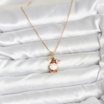 316L Çelik Zincir Gold Renk Yılbaşı Teması Kadın Kolye