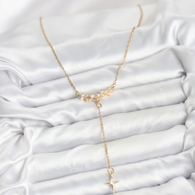 316L Çelik Zincir Gold Renk Yıldız Model Y Kadın Kolye