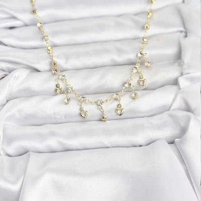 316L Çelik Zincir Gold Renk Zirkon Taşlı Kadın Kolye