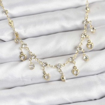 316L Çelik Zincir Gold Renk Zirkon Taşlı Kadın Kolye