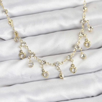 316L Çelik Zincir Gold Renk Zirkon Taşlı Kadın Kolye