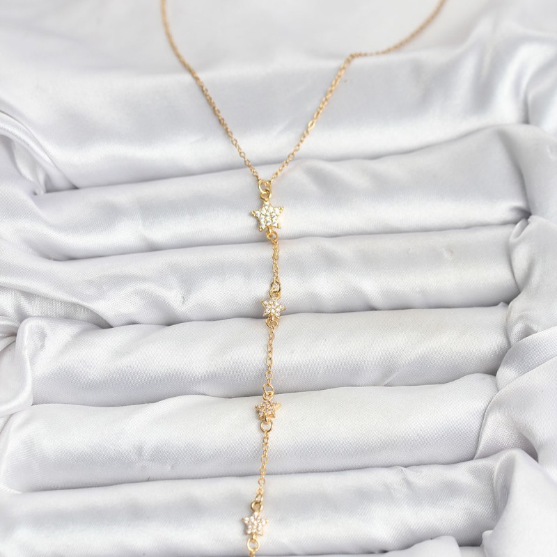 316L Çelik Zincir Gold Renkli Yıldız Model Kadın Y Kolye