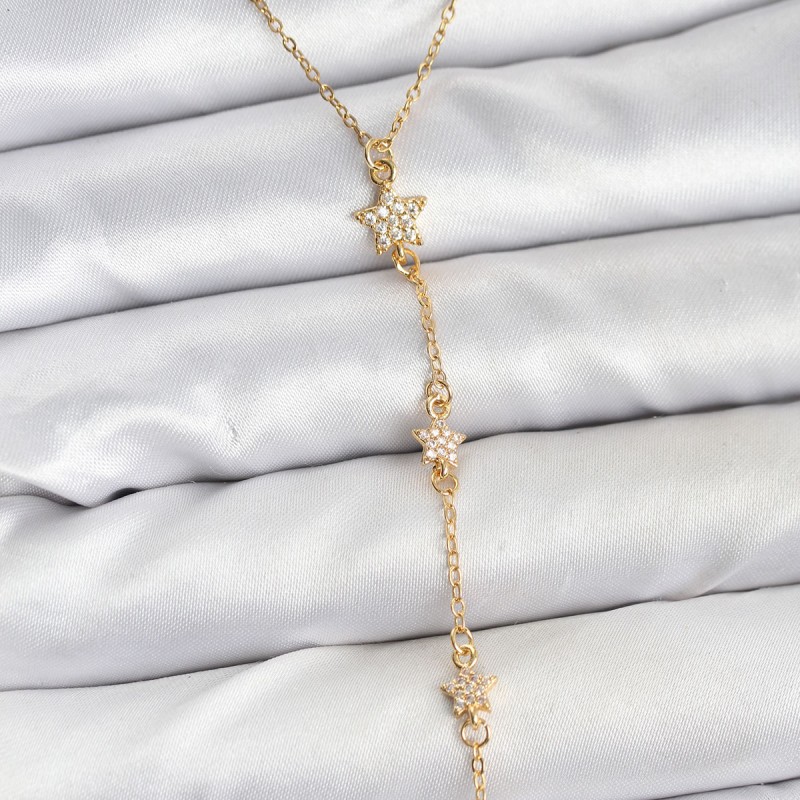 316L Çelik Zincir Gold Renkli Yıldız Model Kadın Y Kolye