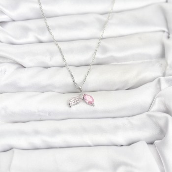 316L Çelik Zincir Gümüş Renk Balık Kuyruğu Model Zirkon Taşlı Kadın Kolye