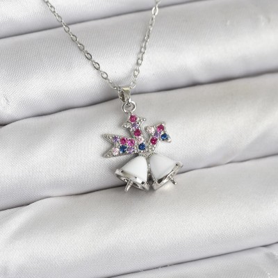 316L Çelik Zincir Gümüş Renk Chirtsmas Bell Model Yılbaşı Temalı Kadın Kolye