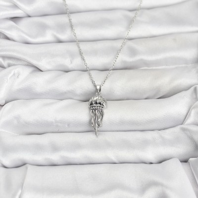 316L Çelik Zincir Gümüş Renk Deniz Anası Model Zirkon Taşlı Kadın Kolye