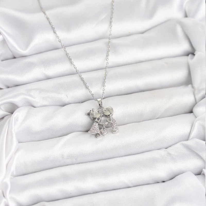 316L Çelik Zincir Gümüş Renk Erkek Kız Model Kadın Kolye