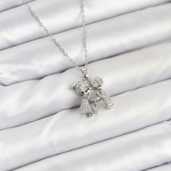 316L Çelik Zincir Gümüş Renk Erkek Kız Model Kadın Kolye