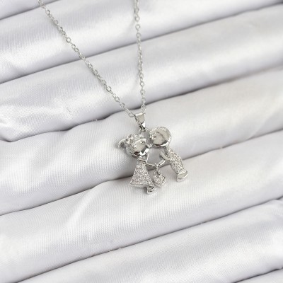 316L Çelik Zincir Gümüş Renk Erkek Kız Model Kadın Kolye